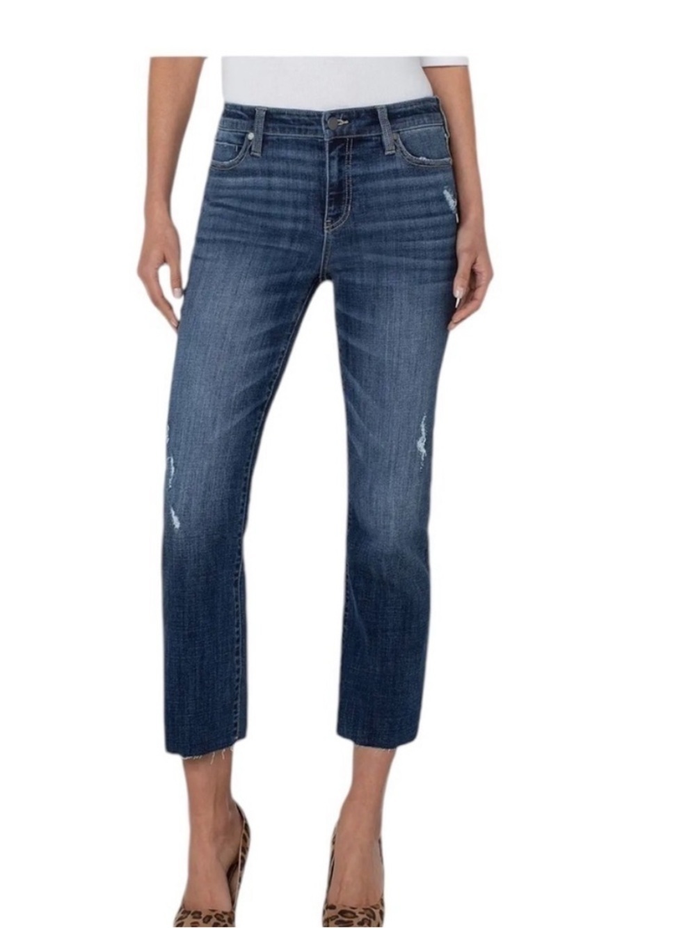 Liverpool Crop Regular Jeans With Raw Hem Size 29/8